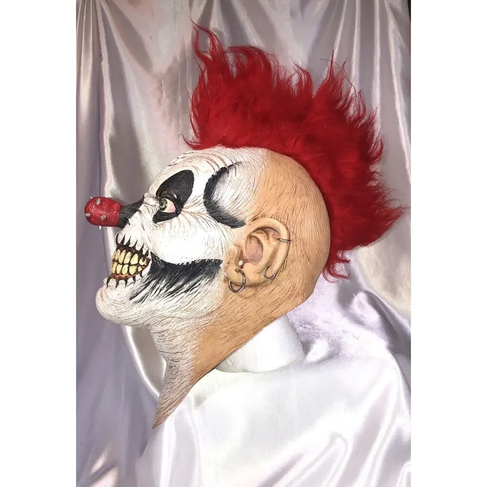 Mask Clown Scary Halloween Creepy Punk Mohawk Nose Spikes Earring Piercings